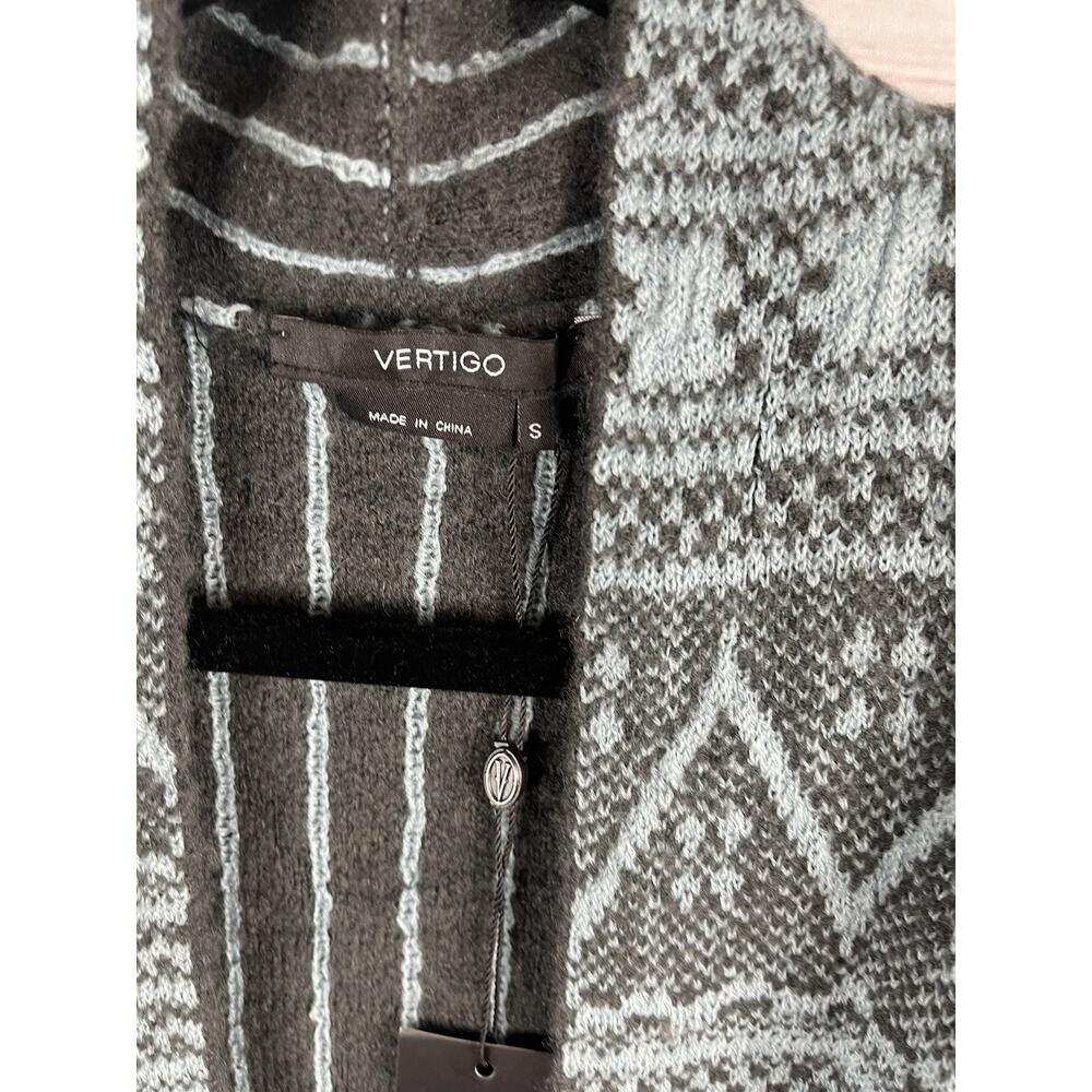 Vertigo Cardigan Sweater Women's SZ S Open Front Patterned Knit Lightweight Pull - Picture 4 of 9